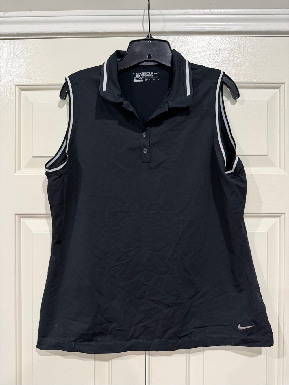 Nike Black Sleeveless Polo with White Trim